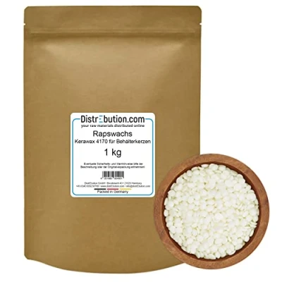 Abbildung von DistrEbution Bastelnaturmaterial Rapswachs Kerawax 4170 1kg für Behälterkerzen Naturwachs Kerzenwachs, zu Herstellung von Kerzen