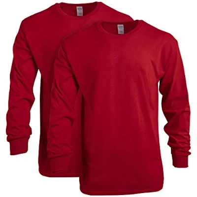 Abbildung von Gildan Uni Erwachsene Schwerer Baumwolle, langärmelig, Stil G5400, 2er Pack T Shirt, Rot/Ausflug, einfarbig (Getaway Solids), Mittel