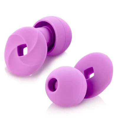 Abbildung von Ohrstöpsel zum Schlafen Weicher, wiederverwendbarer Silikon Gehörschutz, SNR 33 dB Geräuschreduzierung. Mit Tragebox und Aufsätzen in Größen XS/S/M/L. (bright purple, Einheitsgröße)
