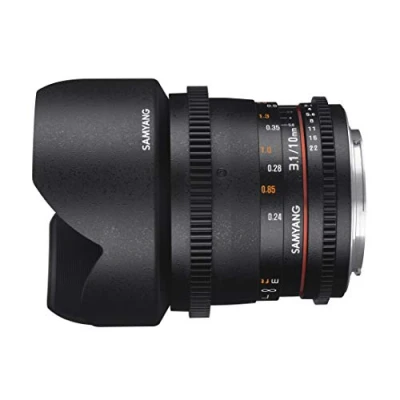 Abbildung von Samyang 10/3,1 Objektiv Video DSLR Canon EF manueller Fokus Videoobjektiv 0,8 Zahnkranz Gear, Weitwinkelobjektiv schwarz