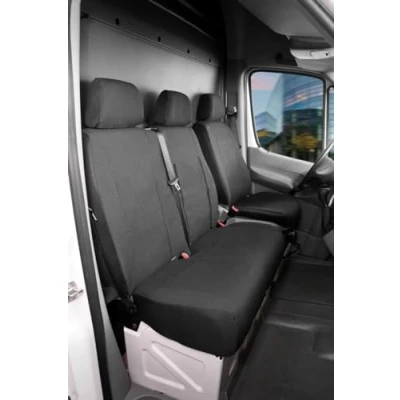 Abbildung von Walser Transporter Sitzbezüge Auto kompatibel mit Mercedes Sprinter, VW LT, Einzelsitz Armlehne innen/Doppelbank, aus Stoff Sitzschoner Auto, Sitzauflagen Set für Van