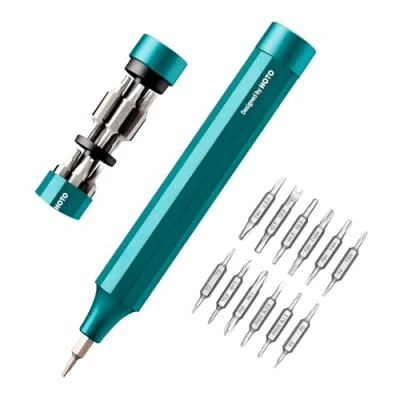 Abbildung von HOTO Feinmechaniker Schraubendreher Set, 24 in 1 Magnetisch Präzisions Bits Min Schraubenzieher Werkzeug Satz für Handy Laptop PC Brille Uhr, Klein 12 cmx1.66 cm, Grün