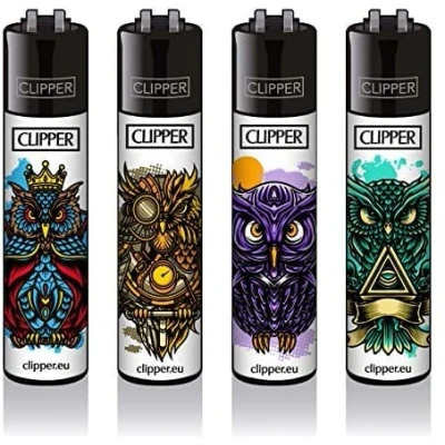 Abbildung von DHOBIA Clipper® Feuerzeuge Feuerzeug Owls 4er + 1x Clipper LMC163