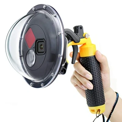 Abbildung von GEPULY Dome Port für GoPro Hero 8 schwarz, Objektiv mit wasserdichtem Gehäuse, Trigger, schwimmendem Handgriff, eingebautem umschaltbarem Rotfilter und 10x Makrofilter