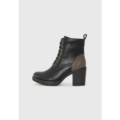 Abbildung von MARCO TOZZI Damen Stiefeletten mit Absatz aus Kunstleder zum Schnüren, Schwarz (Black Comb), 42 EU