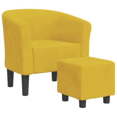 Abbildung von vidaXL Clubsessel, Sessel mit gepolstertem Sitz Armlehnen, Cocktailsessel Fußhocker, Loungesessel Relaxsessel Polstersessel, Gelb Samt