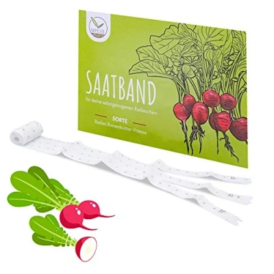 Abbildung von 5m Saatband Radieschen Samen (Radies Riesenbutter Vitessa) Saftig, rote ideal für die Anzucht im Garten, Balkonkasten &amp; Gemüsebeet