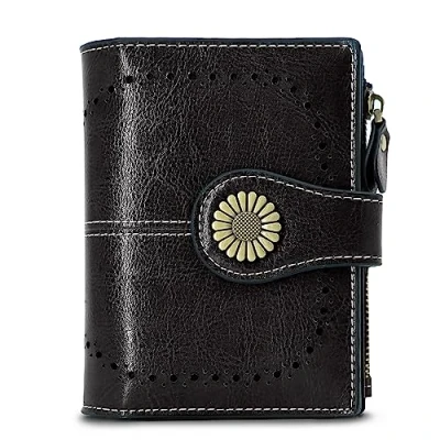 Abbildung von TANTOMI Geldbörse Damen Klein Leder, Portemonnaie Leder mit RFID Blocking, Geldbeutel Münzfach Zipper, Portmonee Mehrere Kartenfächer und Hasp，Bordeaux