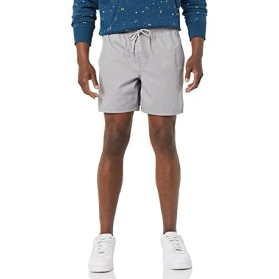 Abbildung von Amazon Essentials Herren Shorts mit Kordelzug und 15 cm Innenbeinlänge, Hellgrau, S
