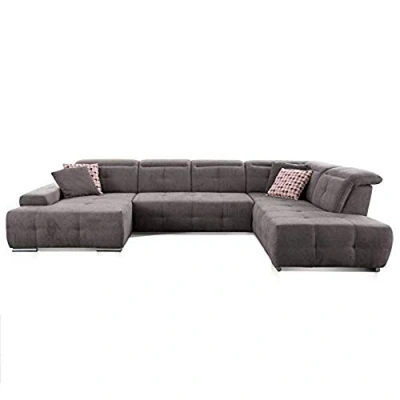 Abbildung von CAVADORE Wohnlandschaft Mistrel mit Longchair links / Großes Schlafsofa in U Form Inkl. Kopfteilfunktion und großer Liegefläche (125 x 270) 343 77 93 228 Kati Fango