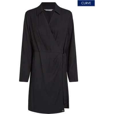 Abbildung von Tommy Hilfiger Curve Fluid WRAP Short Dress Blusenkleid, Damen, Größe: 46, Black