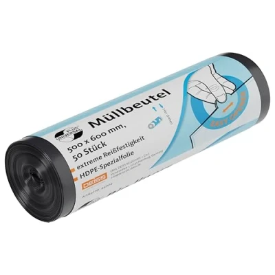 Abbildung von Deiss Müllbeutel UNIVERSAL PLUS®, extrem reißfest, 30 Liter, 50 Stück/Rolle, grau