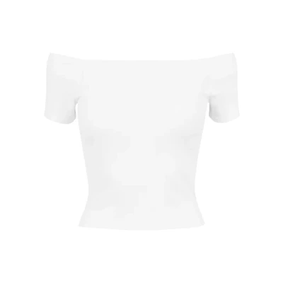 Abbildung von Urban Classics OFF Shoulder Tshirt basic, Damen, Größe: Large, White