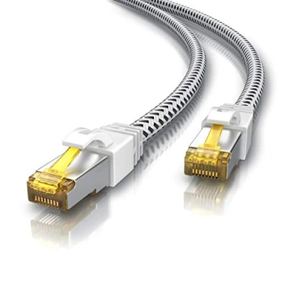 Abbildung von CSL 0,5m 50cm Cat 7 Netzwerkkabel Gigabit Ethernet LAN Kabel Baumwollmantel 10000 Mbit S Patchkabel Cat.7 Rohkabel FTP Pimf Schirmung mit RJ 45 Stecker Switch Router Modem Access Point