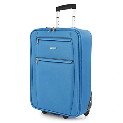 Abbildung von ITACA Koffer Klein Handgepäck 55x40x20 Leicht und Robust Reisekoffer aus Hochwertigen Materialien T71950B, Jeansblau