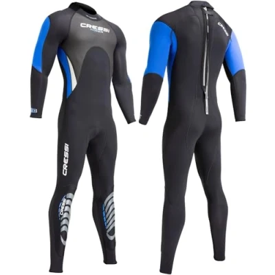 Abbildung von Cressi Morea Herren Neoprenanzug 3mm für alle Wassersportarten, Schwarz/Blau/Silber, S/2