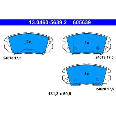 Abbildung von ATE 13.0460 5639.2 Bremsbelagsatz mit akustischer Verschleißwarnung HYUNDAI: Sonata V, Grandeur