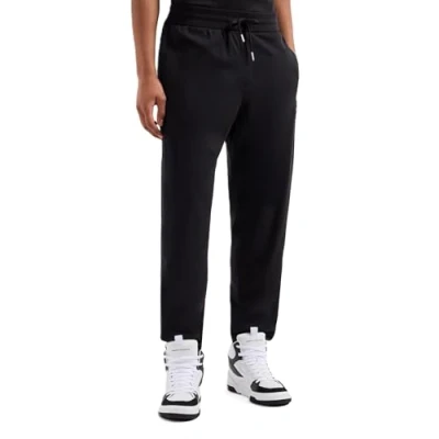 Abbildung von Emporio Armani Herren Cotton Interlock Jogger with Vertical Logo Tape Sweatpants, Schwarz, M EU