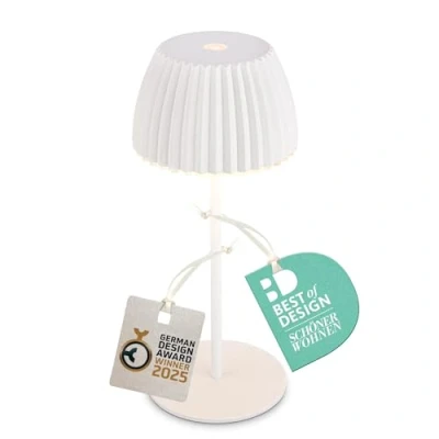 Abbildung von Briloner Leuchten LED Tischleuchte Riffle Tischlampe kabellos Akku USB C dimmbar Design Award, fest integriert, 2700K Extra Warmweiß, tauschbar, Indoor/Outdoor, Balkon, Wohnzimmer, Esszimmer