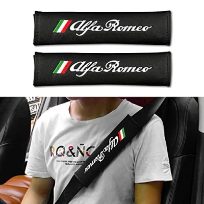 Abbildung von 2PCS Auto Sicherheitsgurt PU Gurtpolster Kompatibel mit Alfa Romeo Giulia Stelvio 159 147 156 166 Giulietta MITO GT 4C Zubehör