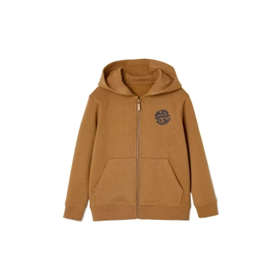 Abbildung von Jungen Kapuzensweatjacke BASIC mit Recycling Polyester pekannuss