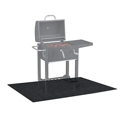 Abbildung von Relaxdays Bodenschutzmatte, Outdoor Grillunterlage zum Rollen, waschbarer Grillteppich, BxT: 120 x 80 cm, anthrazit