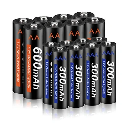 Abbildung von CITYORK Akku AA 600mAh + AAA 300mAh 1,2V NI MH Aufladbare, 1200 Ladezyklen Akkubatterien geringe Selbstentladung, 16 Stück