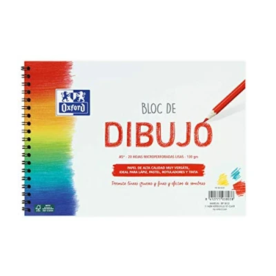 Abbildung von OXFORD Zeichenblock A5 + weicher Einband/fester Einband 20 Blatt 130 g glatt mit Spiralbindung.