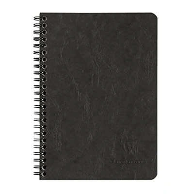 Abbildung von Clairefontaine 785661C Spiralbuch / Notizheft mit Doppelspirale Age Bag DIN A5 14,8x21 cm, liniert 60 Blatt heraustrennbar, 3 Innentaschen zum Verstauen, Schwarz Lederoptik, 1 Stück