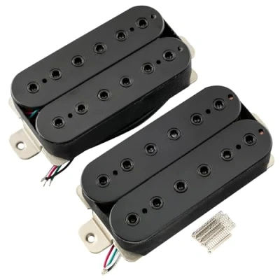 Abbildung von Musiclily Pro HH HEXA Alnico 5 Uncovered Humbucker Tonabnehmer Hexagonal Pole Hals Steg Pickups Set 7,8K/16K für E Gitarre, Schwarz