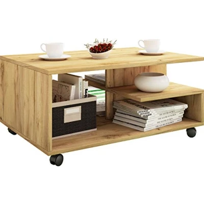 Abbildung von VCM Couchtisch Holz Sofatisch Rollen rollbar Stango
