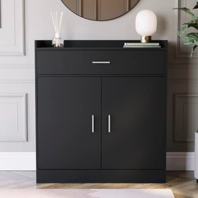 Abbildung von Vida Designs Schubladenboxen, Span Holz und MDF, Schwarz, Standard
