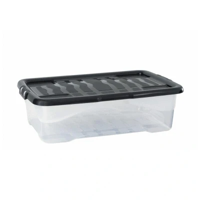 Abbildung von Strata Curve Aufbewahrungsbox mit schwarzem Deckel, 30 Liter, 60x40x17cm transparent