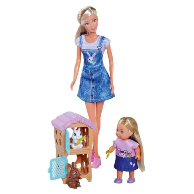 Abbildung von SIMBA Anziehpuppe Steffi Love, Rabbit Family, mit Schwester Evi und zwei Hasen