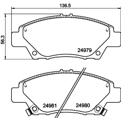 Abbildung von HELLA 8DB 355 015 001 Bremsbelagsatz mit akustischer Verschleißwarnung Zubehör HONDA: Jazz 3 Schrägheck, 2 CIVIC 8 Stufenheck