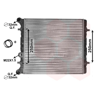 Abbildung von VAN WEZEL 58002152 Kühler, Motorkühlung Aluminium 430 415 23 *** IR PLUS mit Zubehör Kühlrippen mechanisch gefügt VOLKSWAGEN: Golf 4 Variant