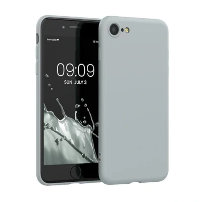 Abbildung von kwmobile Hülle kompatibel mit Apple iPhone SE (2022) / (2020) 8 7 gummierte TPU Silikon Handyhülle Schutzhülle für kabelloses Laden Case in Grau