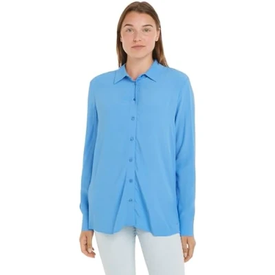 Abbildung von Tommy Hilfiger Fluid Shirt Hemdbluse, Damen, Größe: 36, Blue spell