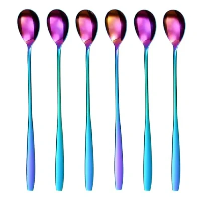Abbildung von GRÄWE Latte Macchiato Löffel Set, Gold, 6 teilig, 22 cm, Lange Löffel, Cocktaillöffel, Dessertlöffel, Eislöffel, für Eiskaffee, Edelstahl, spülmaschinengeeignet