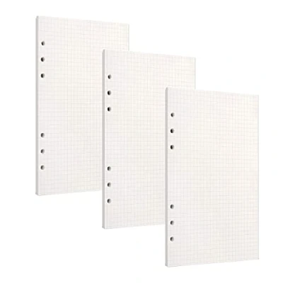 Abbildung von PALUDO 3 Packungen A6 Nachfüllpapier, 135 Blätter Papier Kariert, 6 Löcher Nachfülleinlagen Loose Notizpapier Refill Paper für Filofax Bullet Ringbücher Notizen Skizze
