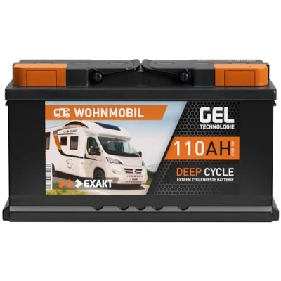 Abbildung von EXAKT Gel Batterie 12V 110Ah Wohnmobil Solarbatterie Versorgung Gelbatterie Akku ersetzt 100Ah