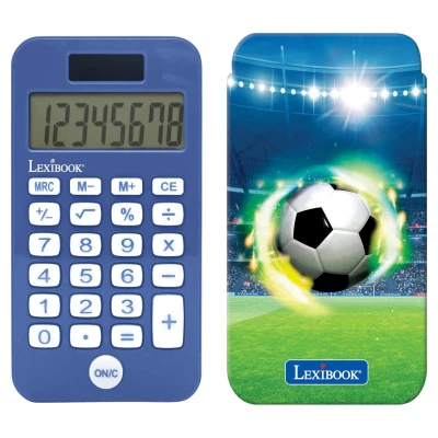 Abbildung von Lexibook, Fußball Taschenrechner mit Schutzhülle, konventionelle und erweiterte Rechnerfunktionen, Batterie solarbetrieben, blau, C45FO