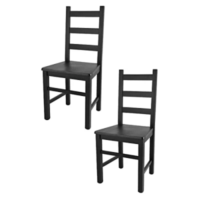 Abbildung von t m c s Tommychairs 2er Set Stühle Rustica für Küche und Esszimmer, robuste Struktur aus lackiertem Buchenholz in Anilinfabre Schwarz Sitzfläche Holz