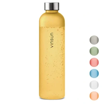 Abbildung von Vinsun Trinkflasche 1L Kohlensäure geeignet, auslaufsicher Wasserflasche, BPA frei, bruchsicher, Geruchs und Geschmacksneutral,