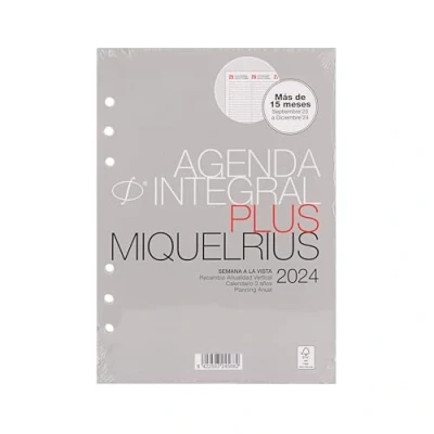 Abbildung von Miquelrius Umfassender Jahreskalender 2024, Wochenansicht, vertikal, Größe Plus 155 x 213 mm (ähnlich A5), Spanisch, Portugiesisch und Englisch