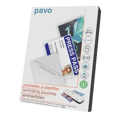 Abbildung von Pavo Premium Laminierfolien DIN, 67 x 99 mm, 2 125 micron, 100 er Pack