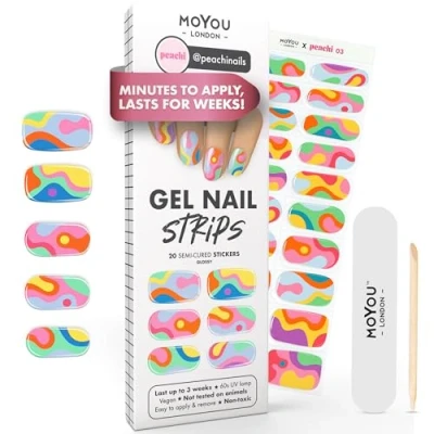 Abbildung von MOYOU LONDON Halbgehärtete UV Gel Strips 20 Stück Nagelfolien Härtend für Maniküre in Salonqualität PeachI 03
