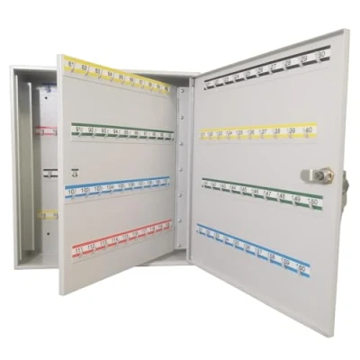 Abbildung von LEOMAR Schlüsselschrank, Schlüsselkasten mit 160 Haken, Schlüsselbox aus Stahlblech, Festen Hakenleisten, Organizer zur Wandbefestigung, Abschließbar, Montagematerial, 12 x 39 42 cm