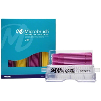 Abbildung von Microbrush Applikatoren Plus Kit gelb/rosa, fein 400 Stück + 1 Dispenser