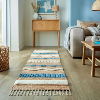 Abbildung von FLAIR RUGS Läufer &quot;Medina&quot;, rechteckig, 12 mm Höhe, Boho Look, aus Naturfasern wie Wolle &amp; Jute, Teppichläufer